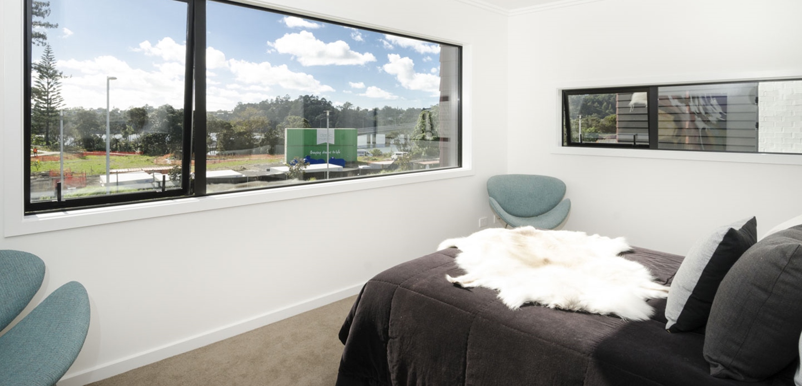 Upstairs bedroom with view Classic Builders Showhome Hobsonville Point