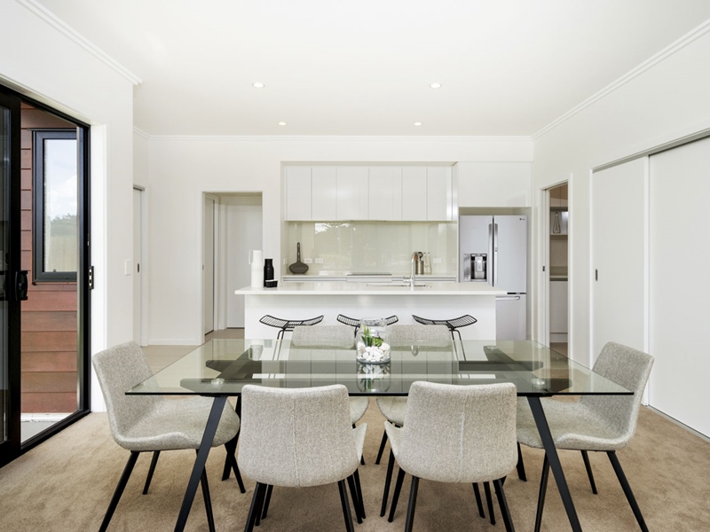 Modern Kitchen and dining area in the Classic Builders Hobsonville Point Showhome