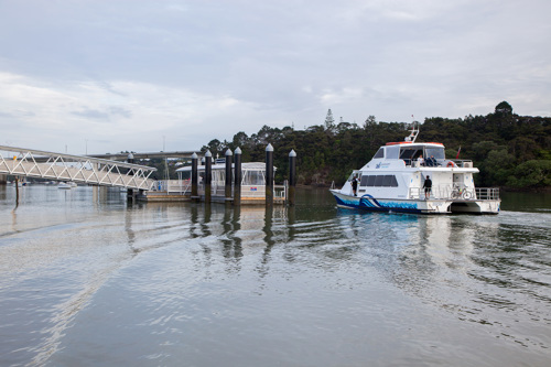 Ferry leaving the terminal at Hobsonville Point